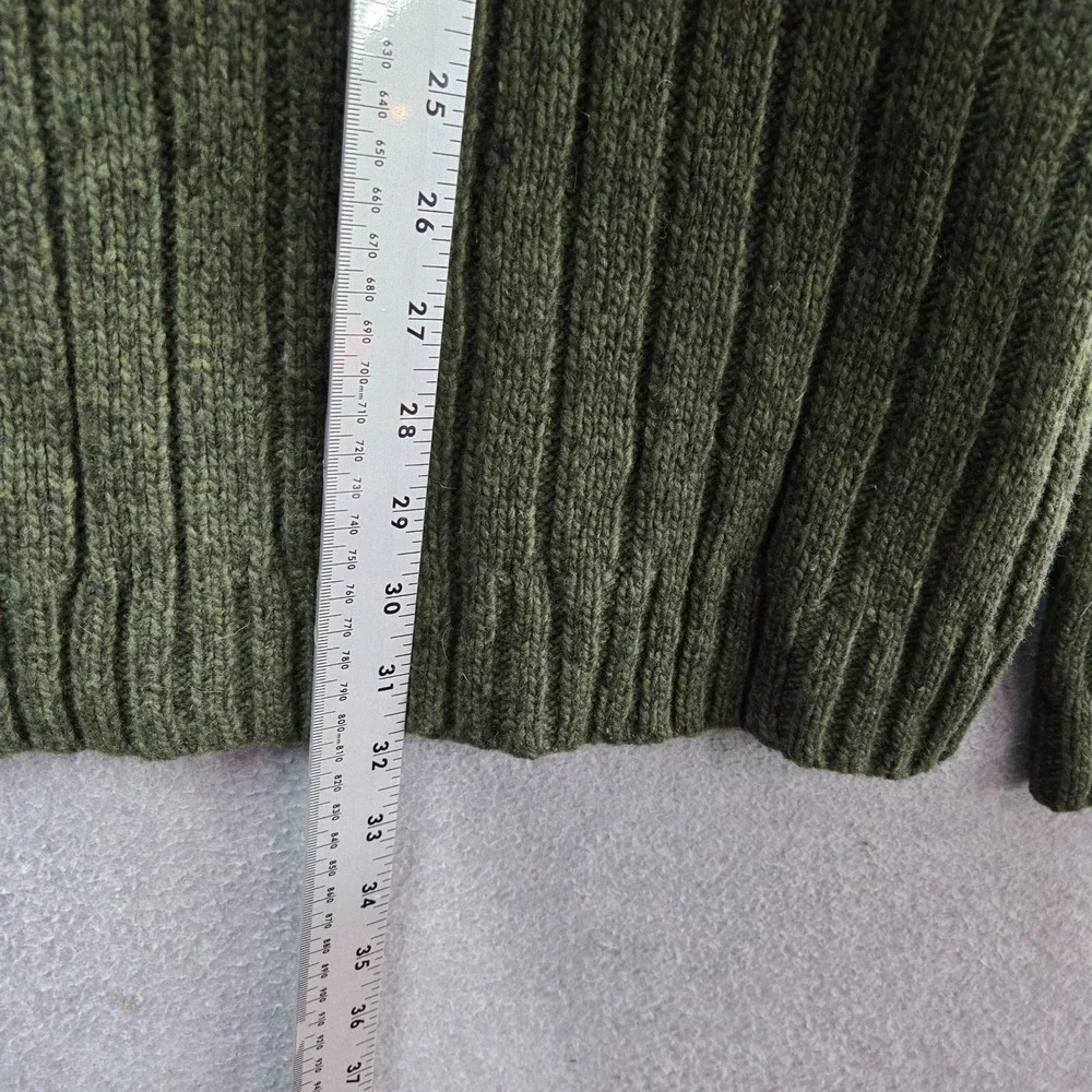 VINTAGE Guess‎ Men Sweater Large Green Knit 100% Lambswool Polo Collar Pullover